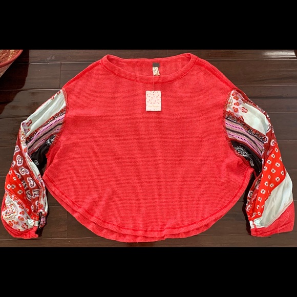 Free People Cherry Red Blossom Shirt - Picture 7 of 7